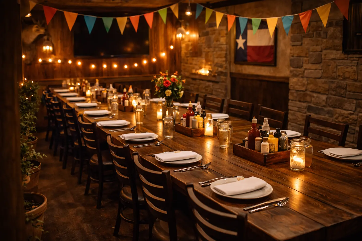 Private dining room set up for a party